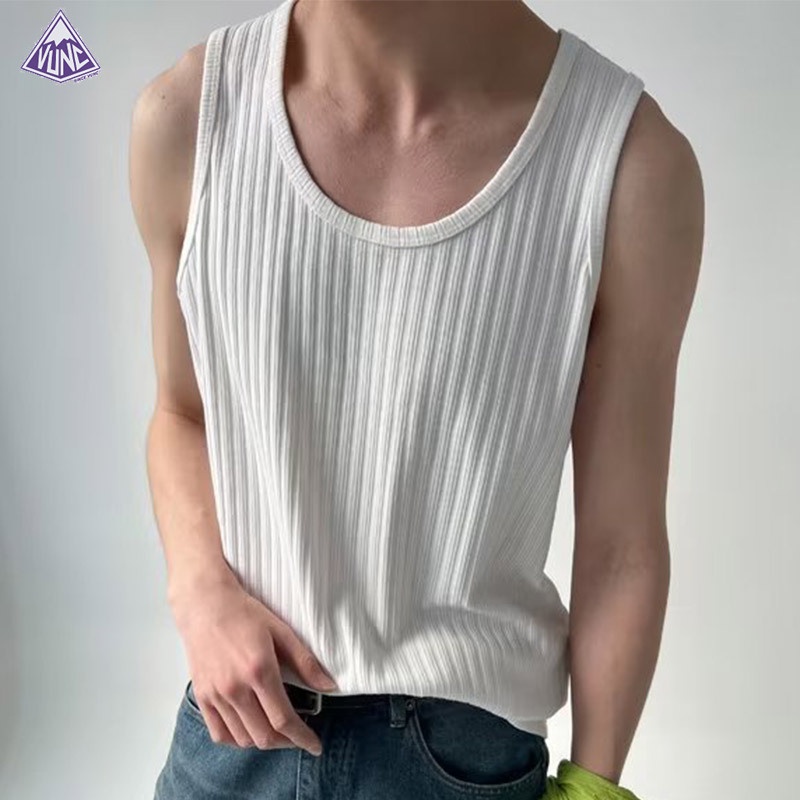 Áo Thun cotton Sát Nách Dáng Rộng Màu Trơn Đơn Giản Thời Trang Mùa Hè Cho Nam