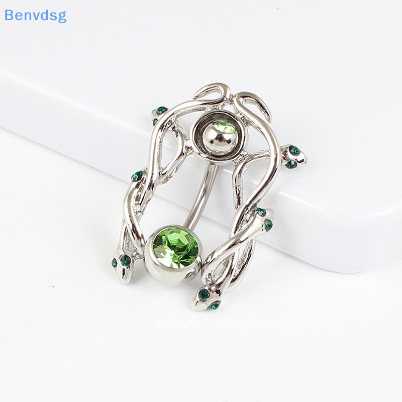 Benvdsg &gt; Khuyên Rốn Bằng Thép Không Gỉ Hình Rắn Đính Đá Xanh Lá Sáng Tạo Không Gây Dị Ứng Cho Nữ