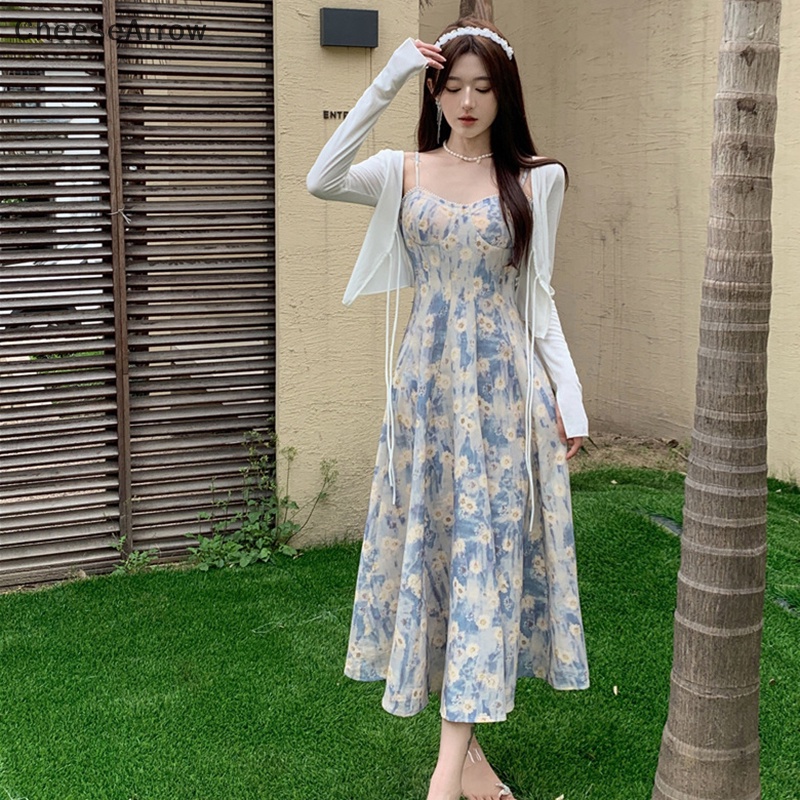 [CHAW] Đầm Midi Hai Dây Dáng Chữ A Thanh Lịch Quyến Rũ Thời Trang Mùa Hè Cho Nữ