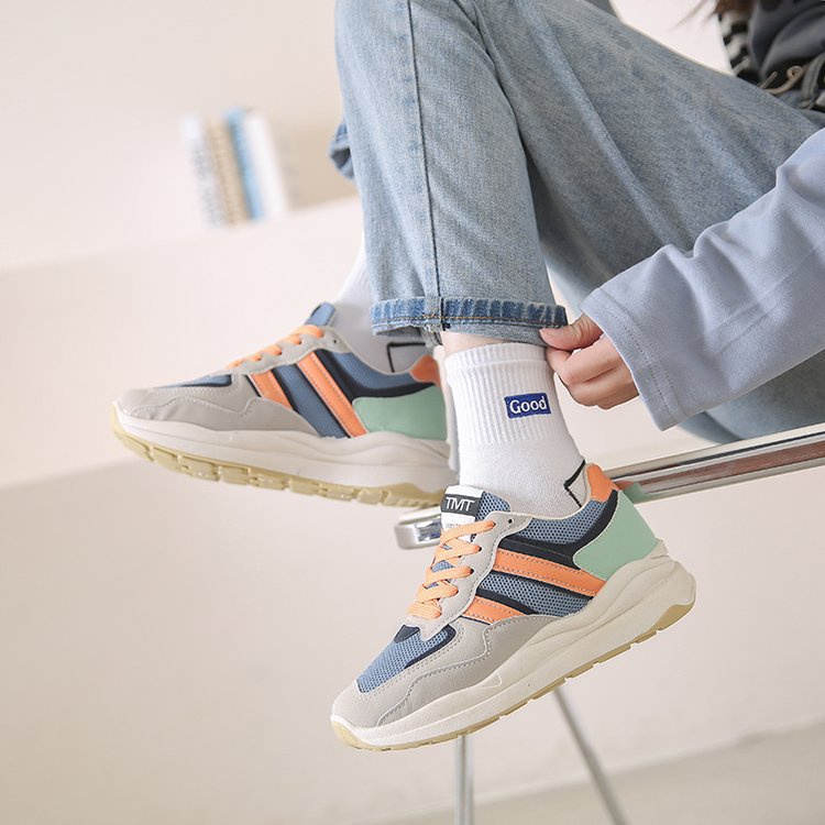 Giày Thể Thao Đế Cao Su Mềm Dày Dặn Siêu Nhẹ Phối Màu Thời Trang Cho Nữ