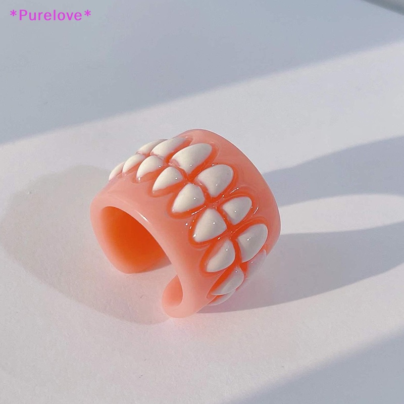 Nhẫn Nhựa Hình Chiếc Răng Sáng Tạo Vui Nhộn Phong Cách Hàn Quốc Cho Nam Và Nữ Mới