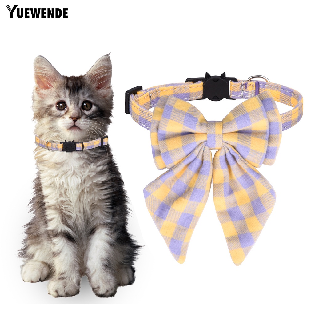 Vòng Cổ Thắt Nơ Họa Tiết Sọc Caro Xinh Xắn Cho Thú Cưng
