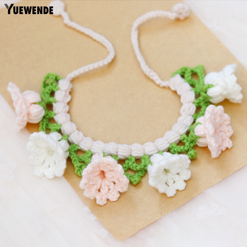 Vòng Cổ Đan Len Họa Tiết Hoa 3D Dễ Thương Có Thể Điều Chỉnh Cho Thú Cưng