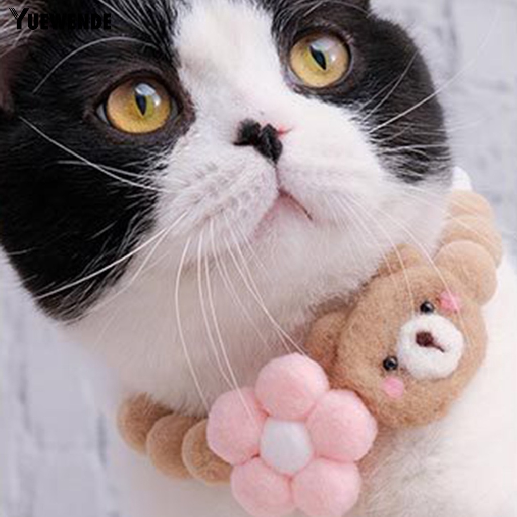 Yq.e Vòng Cổ Len Độ Co Giãn Cao Đầy Màu Sắc Có Thể Điều Chỉnh Gắn Quả Bông Cho Mèo Cưng Tại Nhà