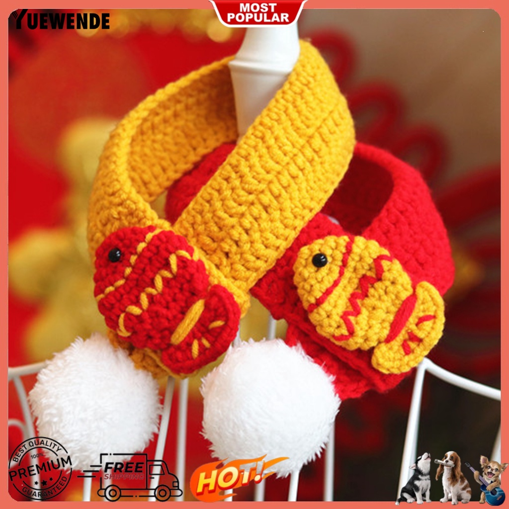 Khăn Choàng Cổ Bằng Len Siêu Mềm Thêu Họa Tiết Xinh Xắn Giữ Ấm Mùa Thu Cho Thú Cưng