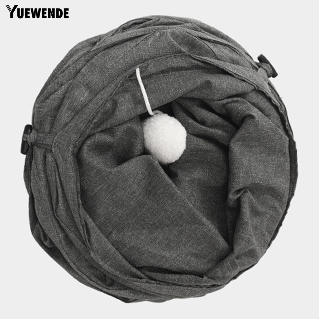 Yq.e Đồ Chơi Đường Hầm Vải Canvas Bốn Lỗ Gấp Gọn Tiết Kiệm Không Gian Màu Xám Giúp Thư Giãn Cho Mèo Cưng