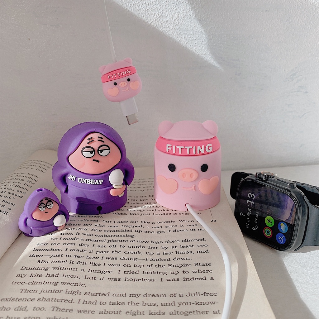 Đế Sạc Bằng Silicon Mềm Hình Heo Hồng 3D Cho Apple Watch