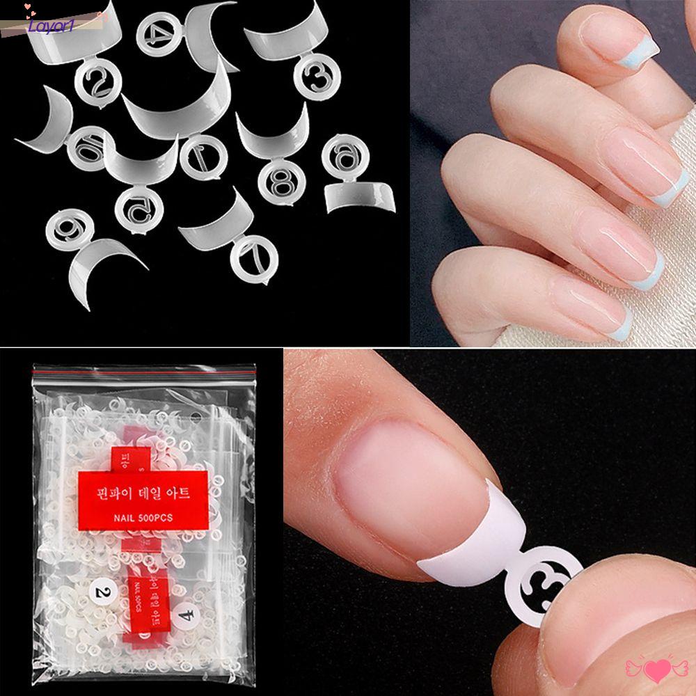 Set 1 500 Móng Tay Giả Màu Trắng Hình Mặt Trăng Phong Cách Pháp