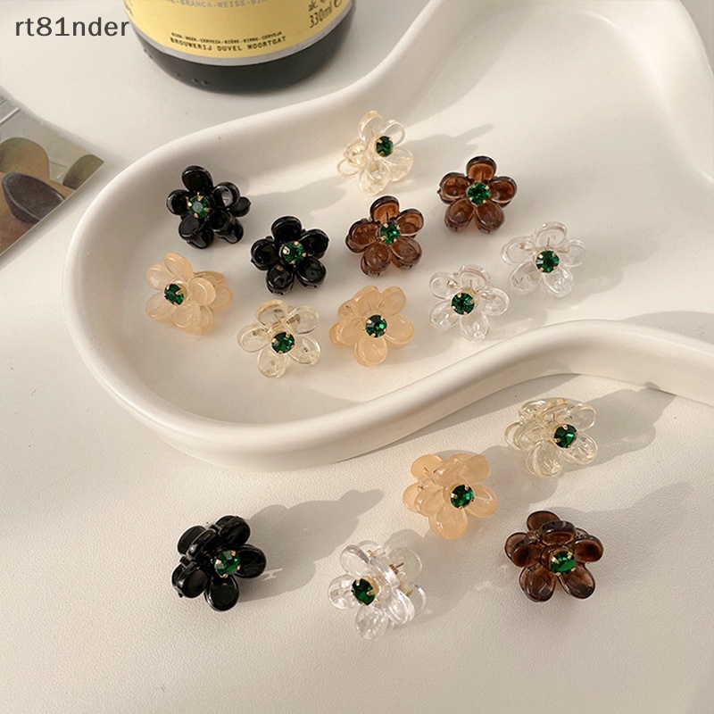 Set 4 Kẹp Tóc Càng Cua Mini Trong Suốt Đính Đá Hình Hoa Cho Nữ