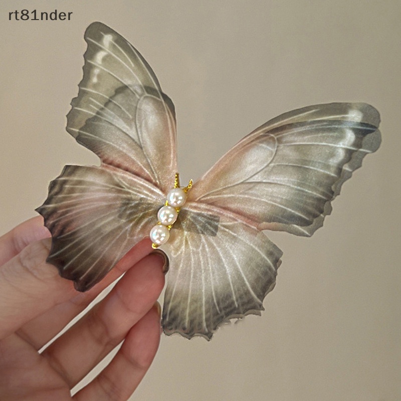 Kẹp Tóc Hình Bướm Hai Lớp Bằng Sợi Lưới Đính Ngọc Trai Lãng Mạn Cổ Điển Ngọt Ngào Phụ Kiện Mới Cho Nữ n