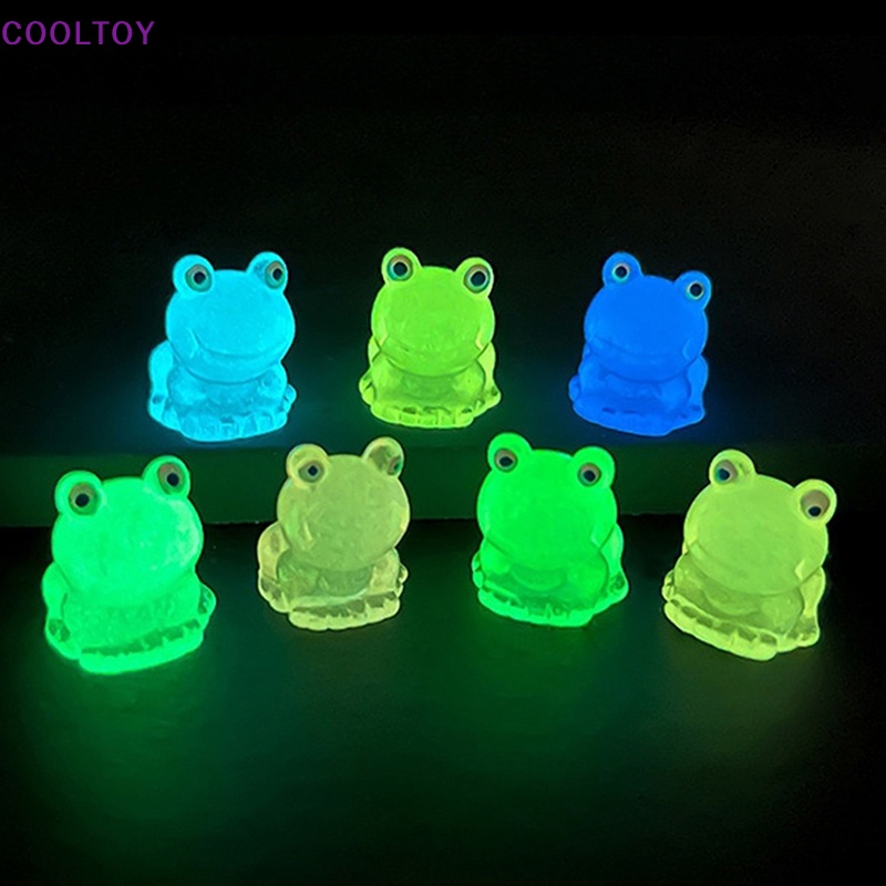 Set 2 Tượng Ếch Hoạt Hình Mini Dạ Quang Trang Trí Tiểu Cảnh