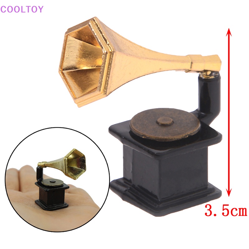 Cooltoy Mô Hình Máy Hát Đĩa Phong Cách vintage Tỉ Lệ 1: 12 Trang Trí Nhà Búp Bê