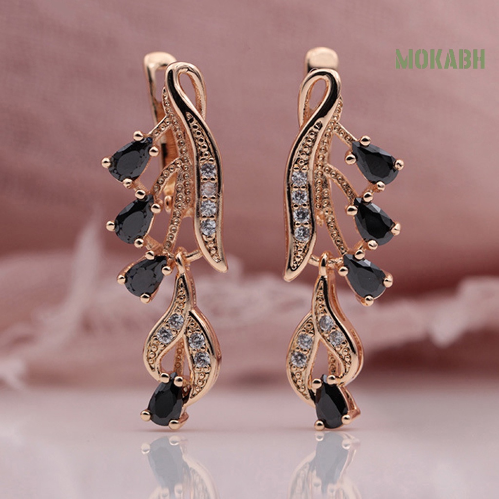 1 Đôi Bông Tai Dài Hình Giọt Nước Đính Đá Zircon Đơn Giản Dành Cho Nữ