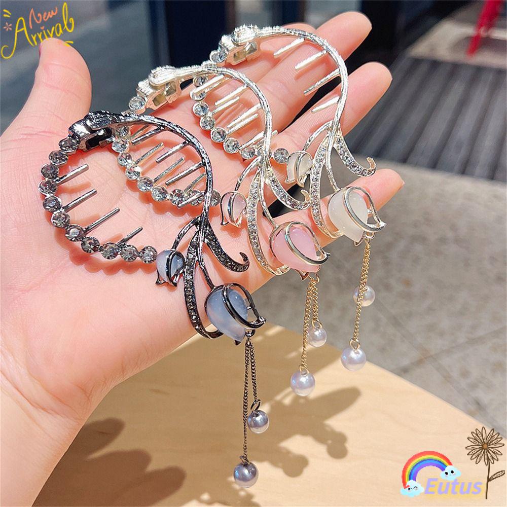 Kẹp Tóc Nữ Chất Liệu Kim Loại Thiết Kế Đơn Giản Thời Trang|Kẹp Tóc Đính Đá Lấp Lánh