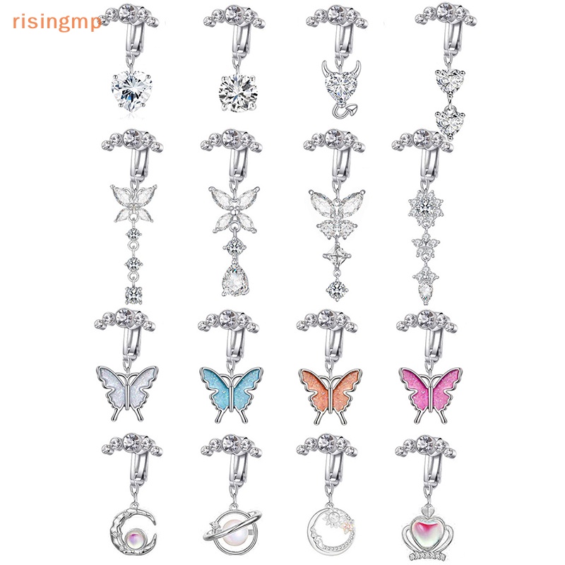 Khuyên Rốn Hình Bướm Bằng Thép Không Gỉ Đính Đá Zircon