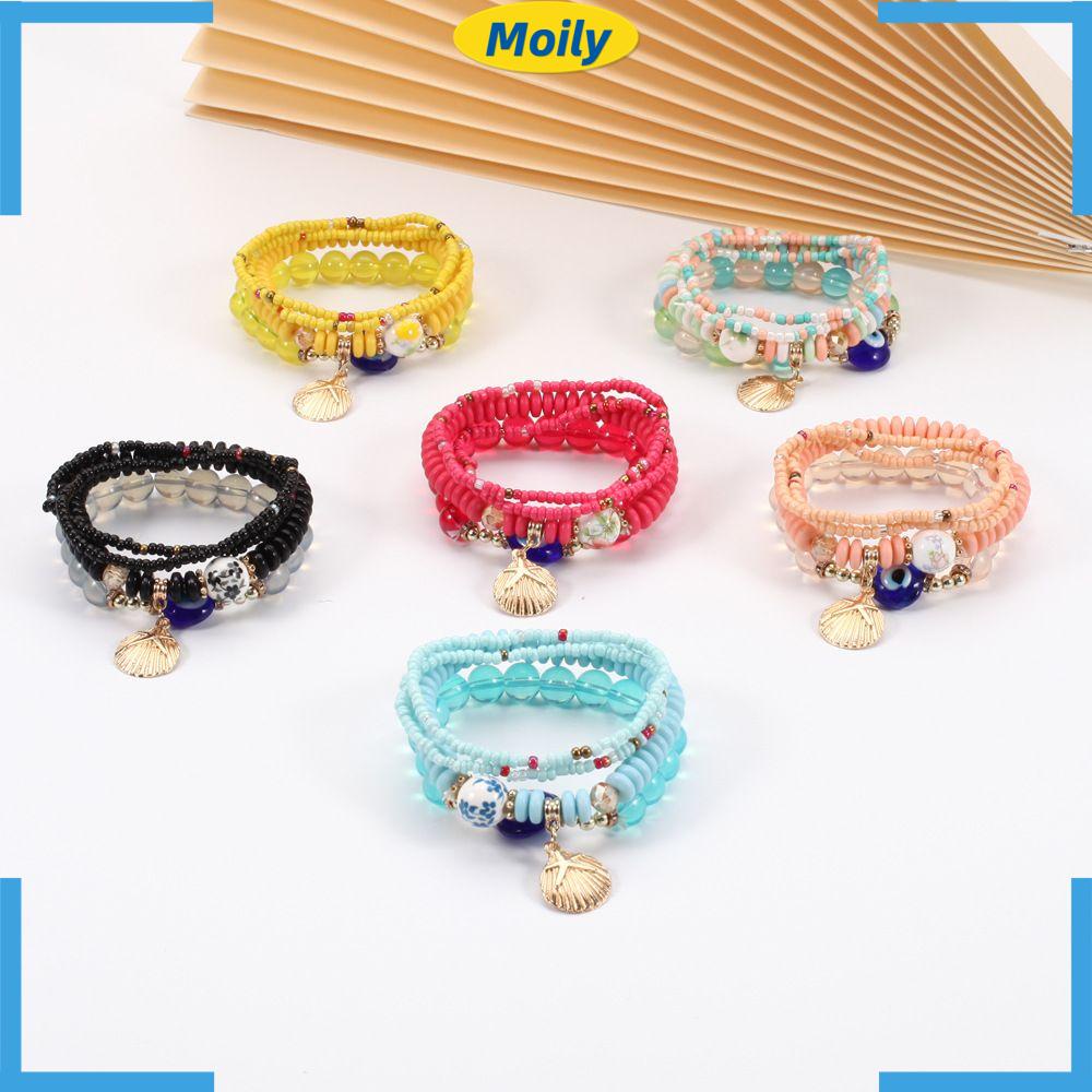 Set 4 Vòng Tay Vỏ Sò Phong Cách Bohemia Thời Trang Cho Nữ