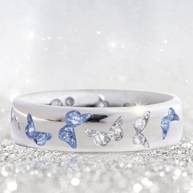 Nhẫn Hình Bướm Đính Đá Zircon Nhiều Màu Sắc Dành Cho Nữ