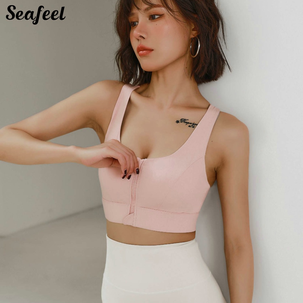 Áo Ngực Thể Thao Racerback Dây Bản Rộng Có Khóa Kéo Trước Chống Sốc