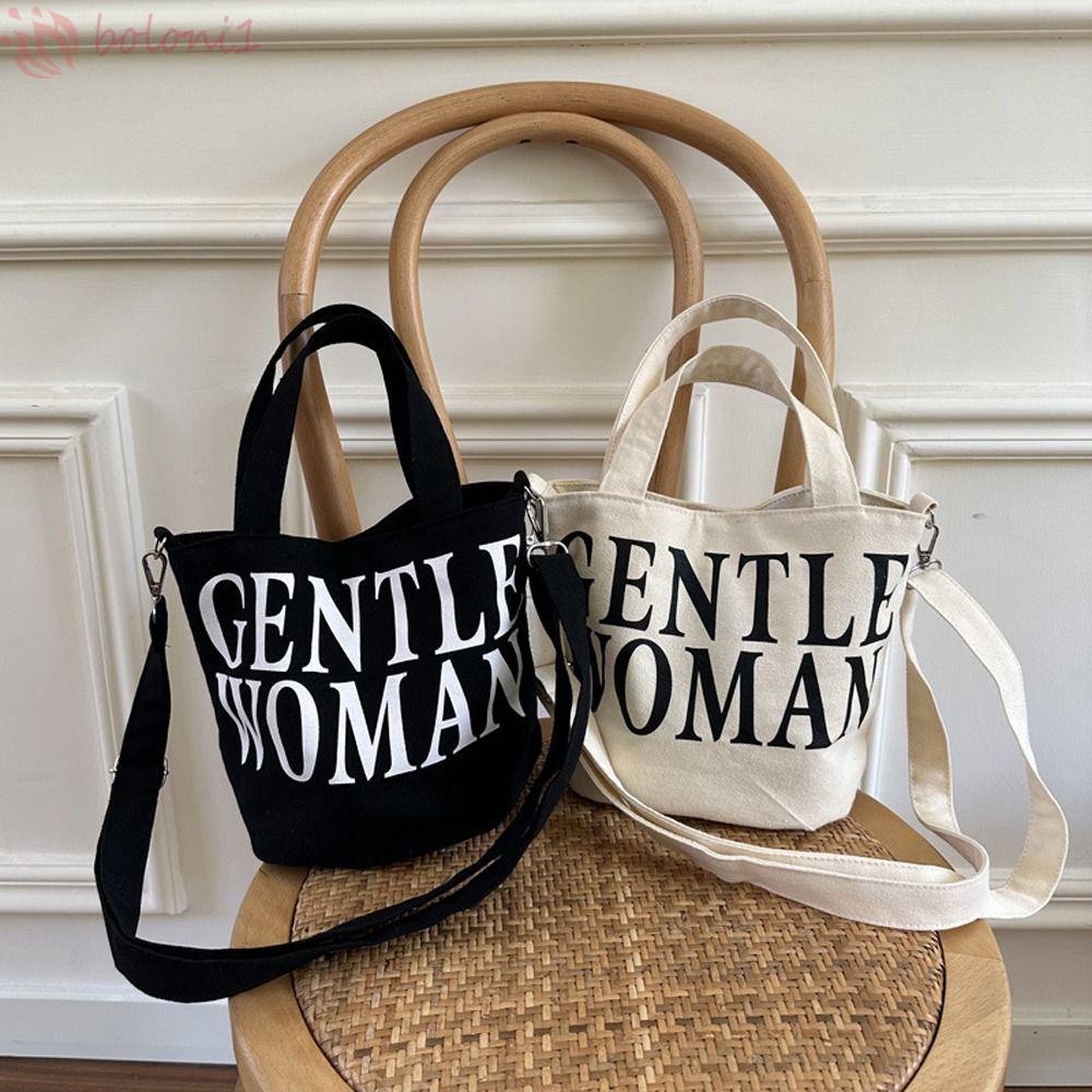 Túi Xách Đeo Vai Vải Bạt In Chữ Đựng Mỹ Phẩm Cỡ Lớn Sành Điệu Cho Nữ