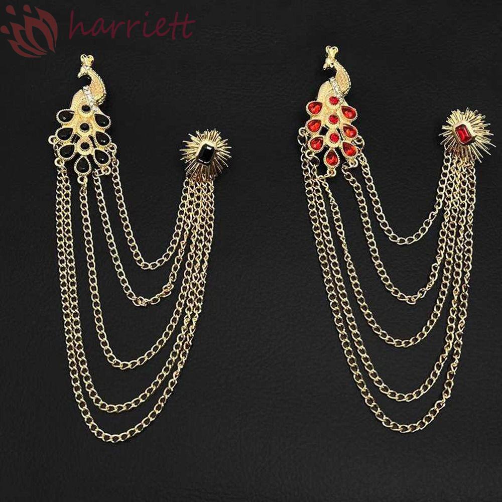 Trâm Cài Áo Thiết Kế Hình Chim Công Tinh Tế Phối Tua Rua Thời Trang Dự Tiệc Cho Nam|Phụ Kiện Quần Áo Bằng Hợp Kim Chất Lượng