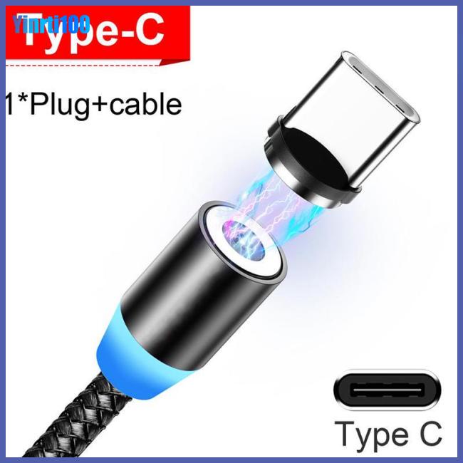 Dây Cáp Sạc Dữ Liệu Micro Usb Type C Có Đèn Led Nam Châm Cho Điện Thoại Di Động