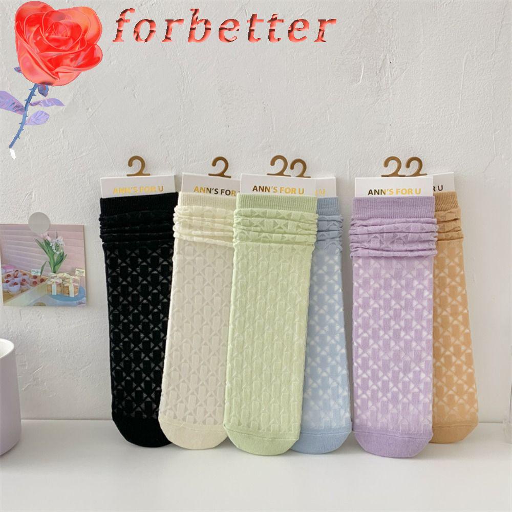 Vớ Cotton Lụa Mỏng Phối Ren Trong Suốt Thoáng Khí Chống Mài Mòn Thời Trang Xuân Hè Cho Nữ