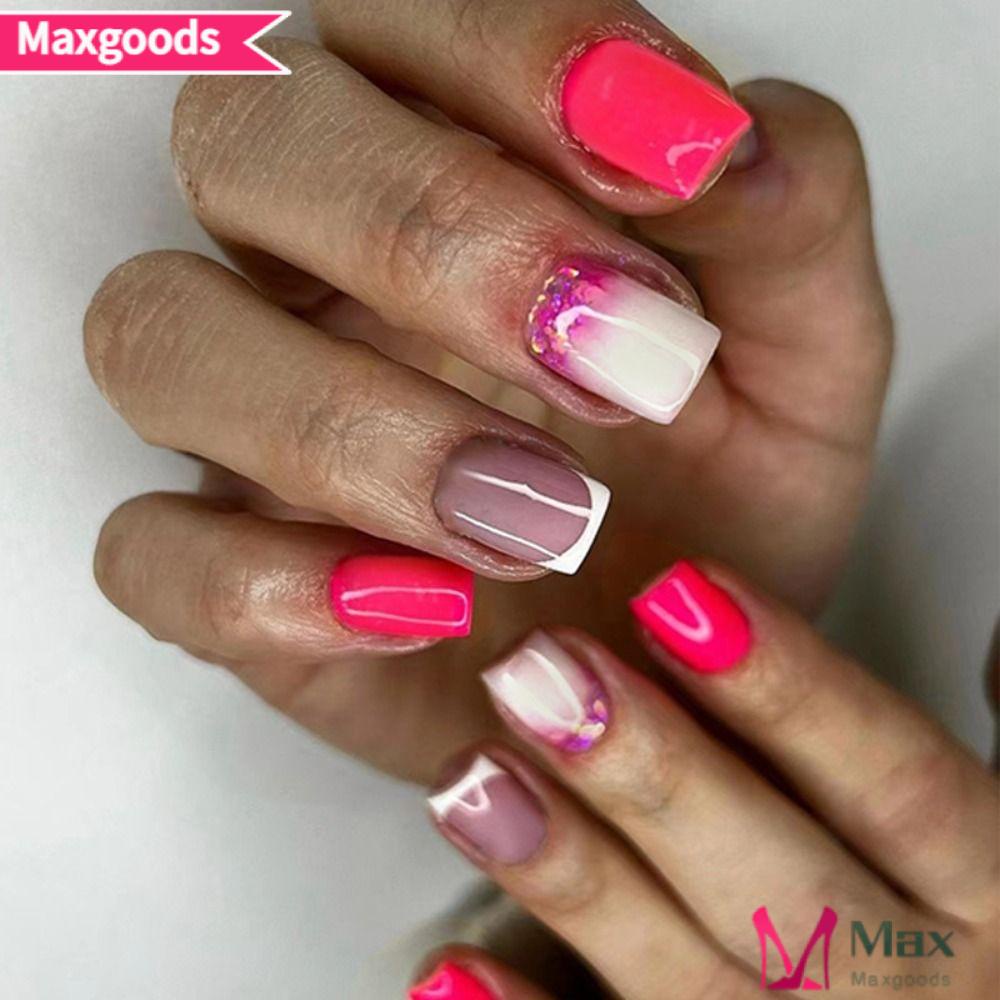 Bộ 24 Móng Tay Giả Màu Đỏ Có Thể Tháo Rời DIY