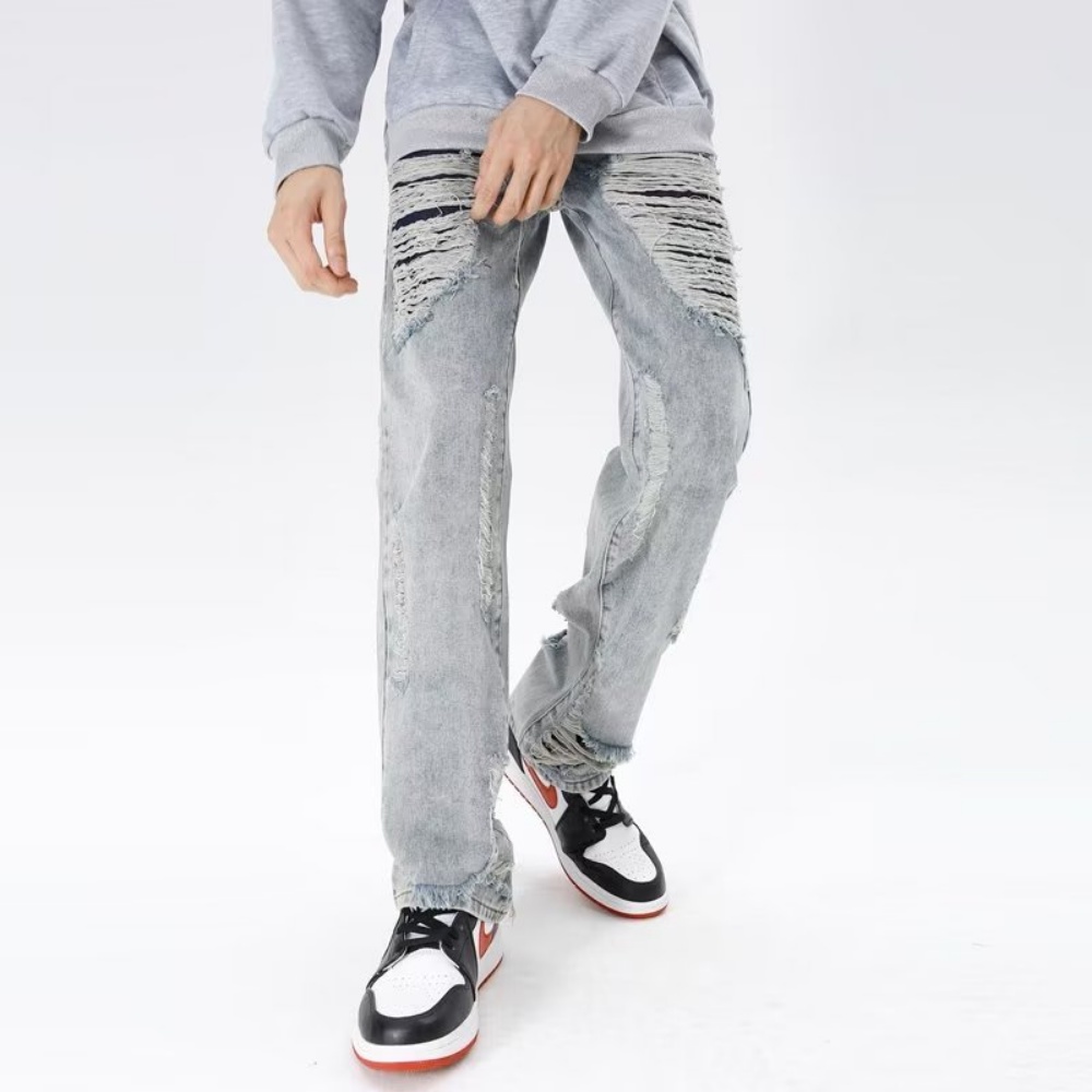 Bzyc Quần Jean Dài Thẳng Cắt Micro Ống Loe Cao Phong Cách Đường Phố Mỹ Thời Trang Mùa Hè Mới Dành Cho Nam