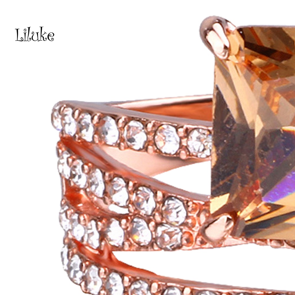 Nhẫn Hợp Kim Trang Trí Đính Đá Kiểu Dáng Sang Trọng Cho Nữ