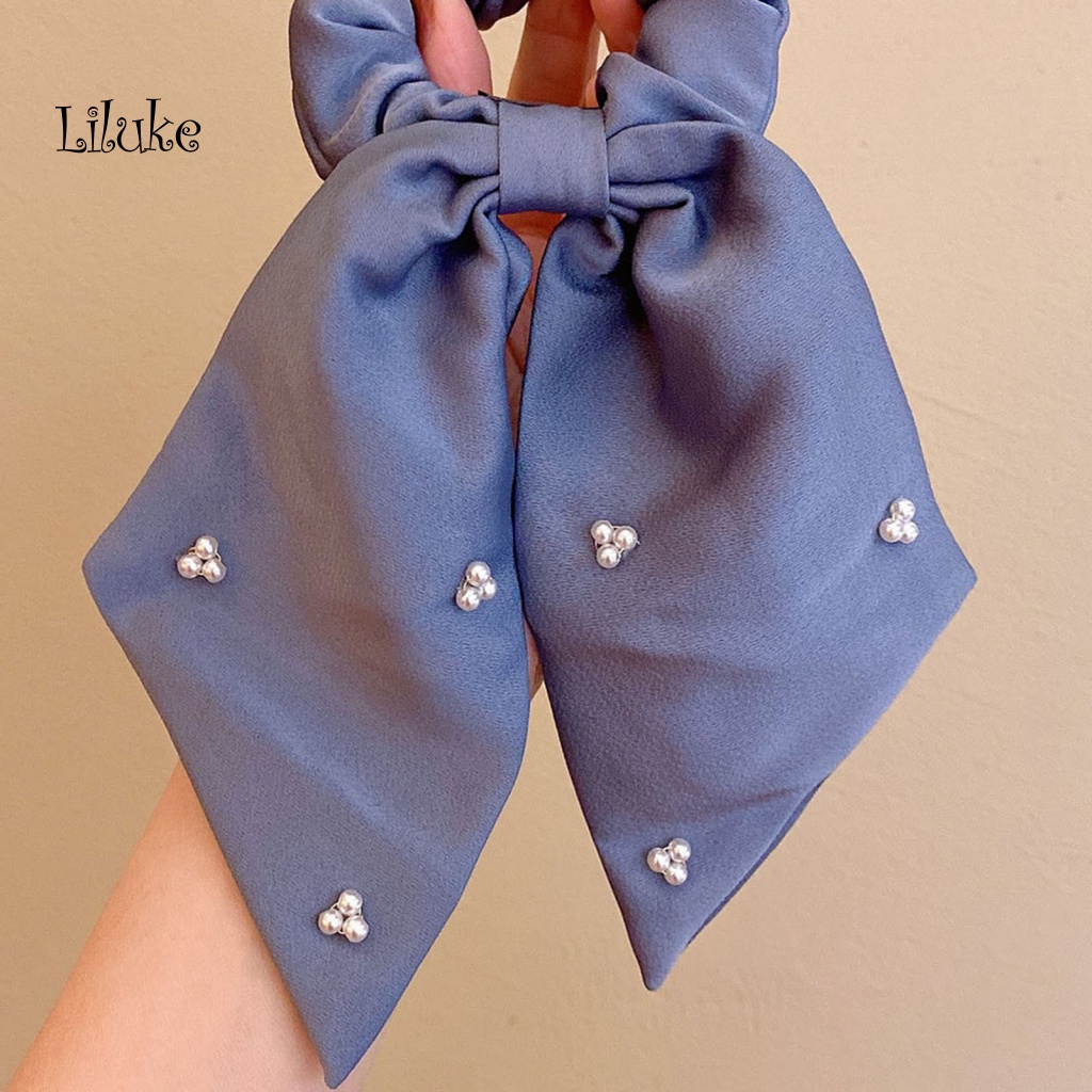 Dây Buộc Tóc Trang Trí Nơ Và Ngọc Trai Giả Xinh Xắn Cho Nữ