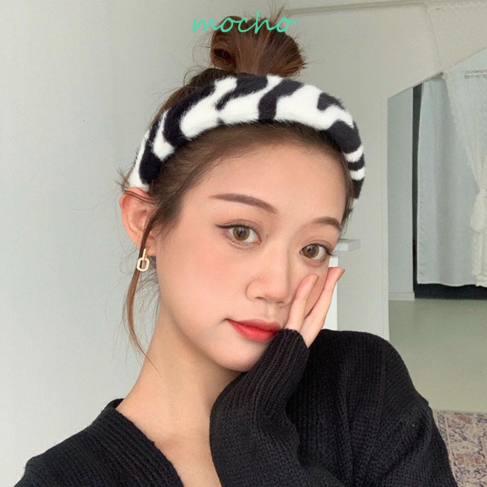 Băng Đô Cài Tóc Bản Rộng Bằng Xốp Và Nhung Họa Tiết Động Vật Thời Trang