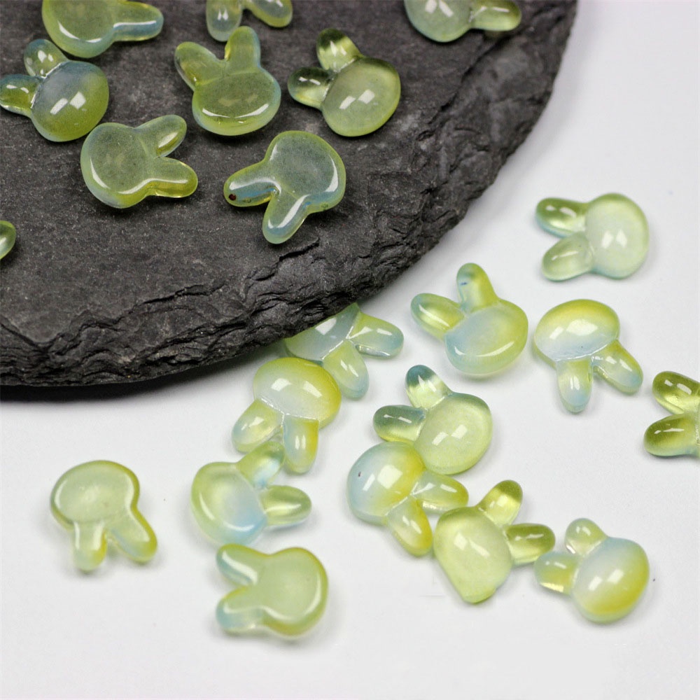 Set 50 Hạt Thủy Tinh Hình Tai Thỏ Dài 8x11mm Trang Trí Móng Tay / Tóc Cho Bé