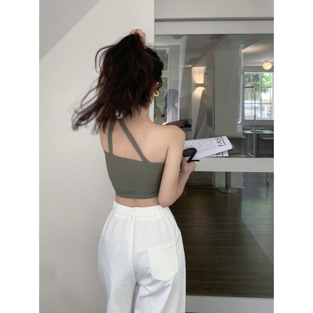 Áo Croptop Thể Thao Lệch Vai Mùa Hè Nóng Bỏng Cho Nữ