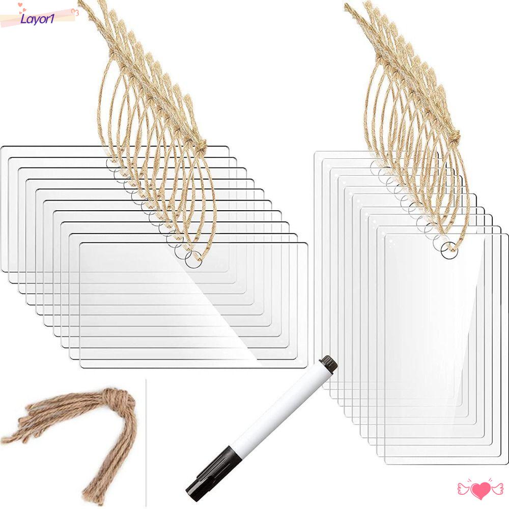 Set 1 20 Nhãn Acrylic Trong Suốt Trưng Bày Dây Treo 3.54x1.97in