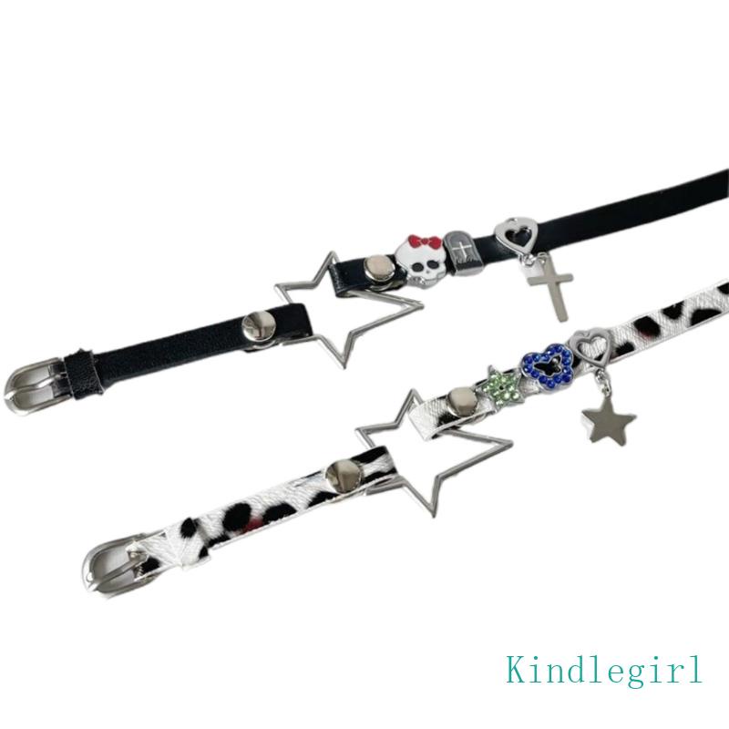Vòng cổ Choker Da Mặt Đầu Lâu Ngôi Sao Phong Cách Punk Cá Tính Cho Nam Nữ Y2K