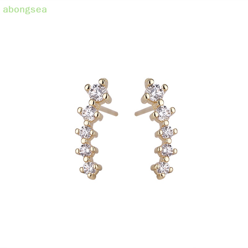 Abongsea Bông Tai Đính Đá Zircon Phong Cách Phương Tây Dễ Thương Dành Cho Nữ