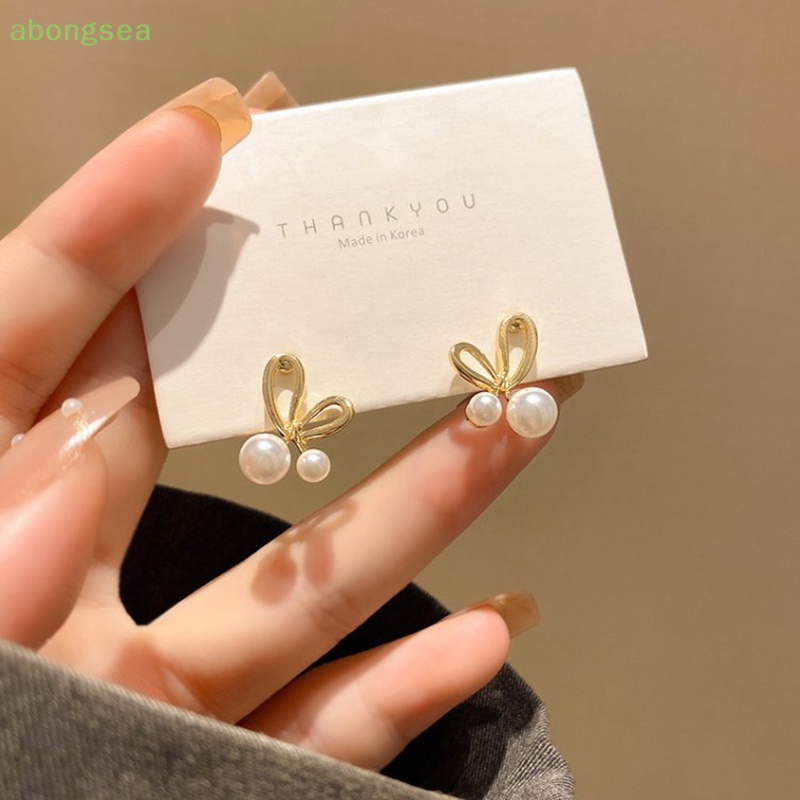 Abongsea Bông Tai Ngọc Trai Thời Trang Hàn Quốc Đơn Giản Phong Cách Baroque Cổ Điển Cho Nữ