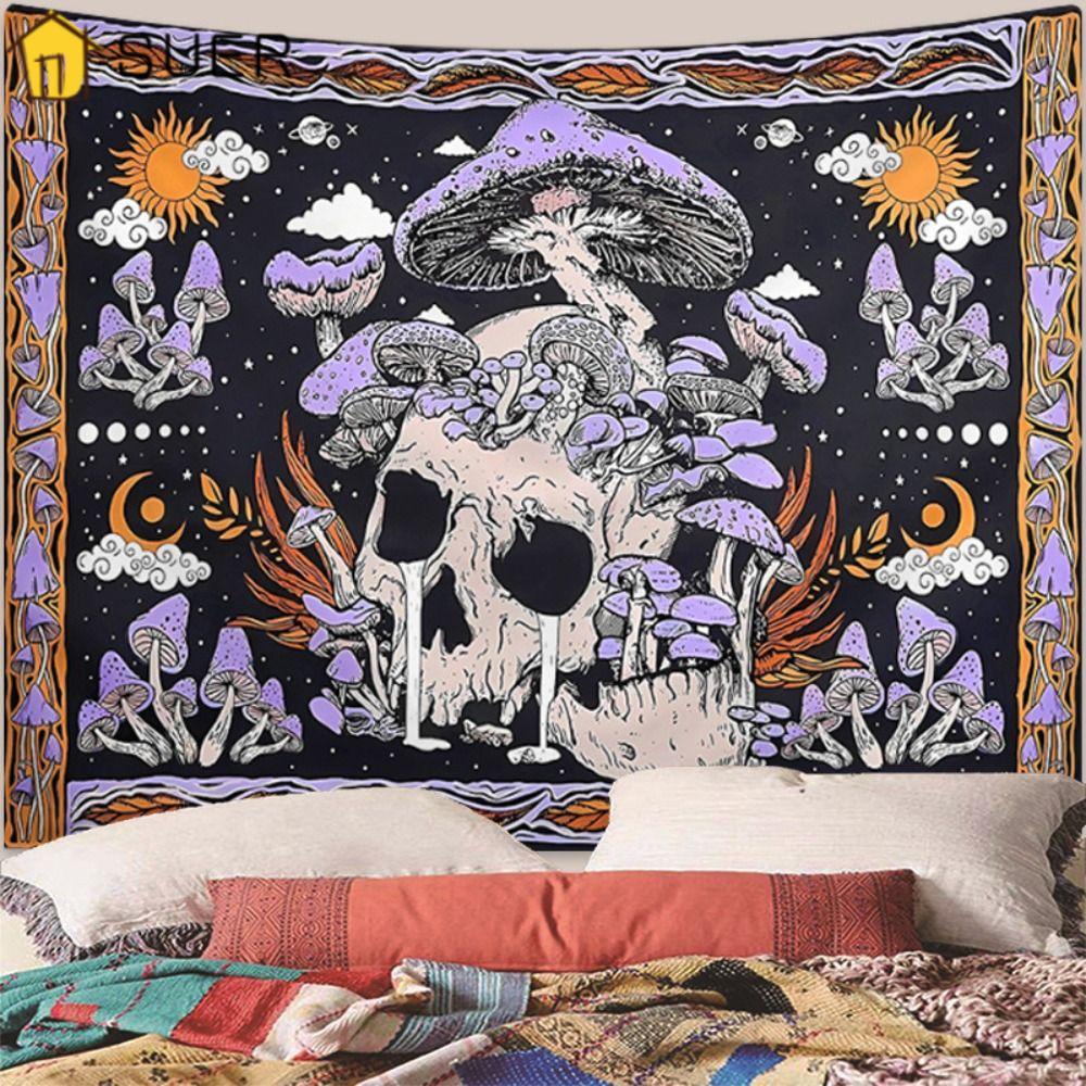 Thảm Treo Tường Trang Trí Phòng Ngủ 51.2 X 59.1 Inches In Họa Tiết Cây Nấm