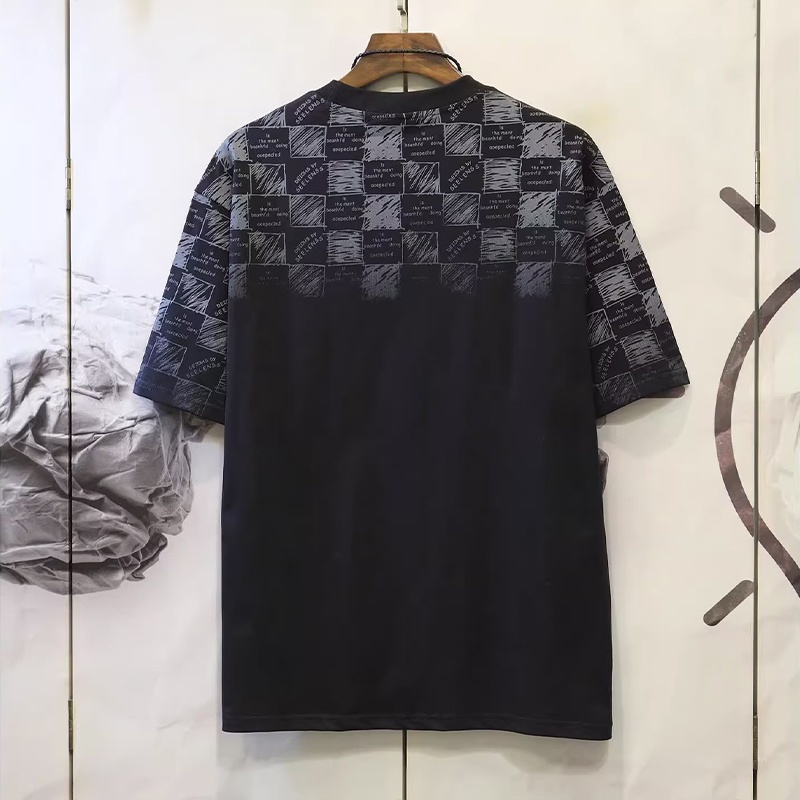 Áo thun HANLU cotton trơn dáng rộng tay lửng họa tiết caro phong cách Nhật Bản chất lượng cao cho nam