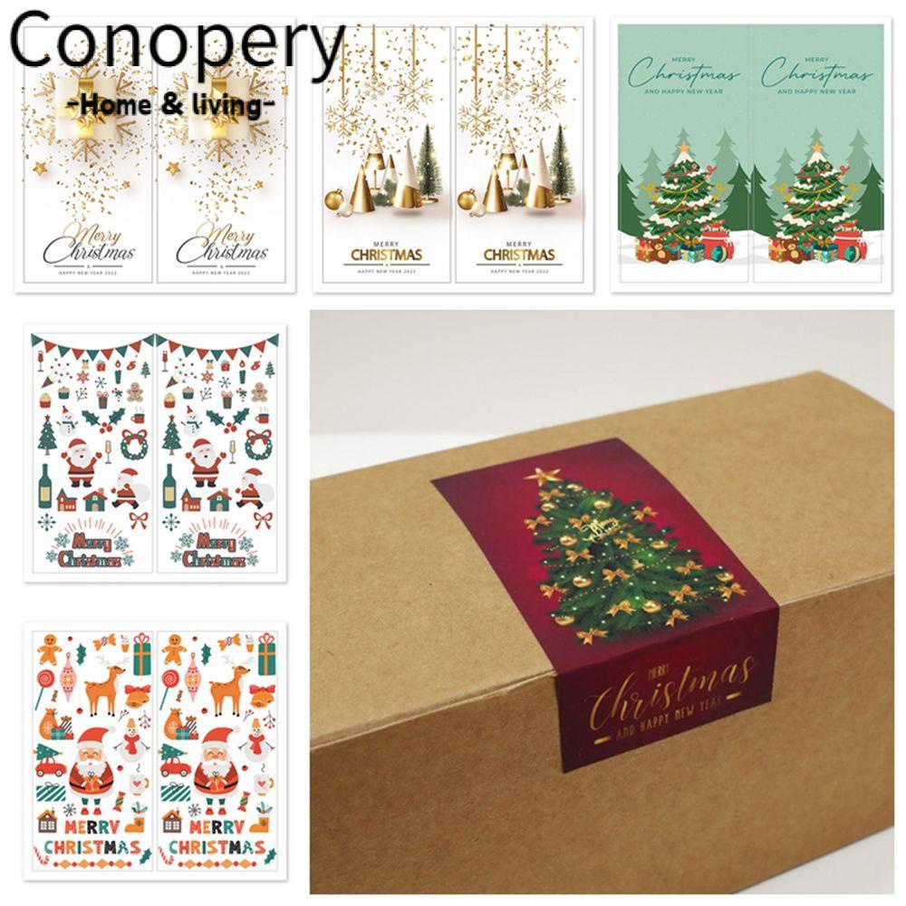 CONOPERY Bộ 50 Miếng Dán Trang Trí Hộp Quà Giáng Sinh / Năm Mới Họa Tiết Người Tuyết Dễ Thương