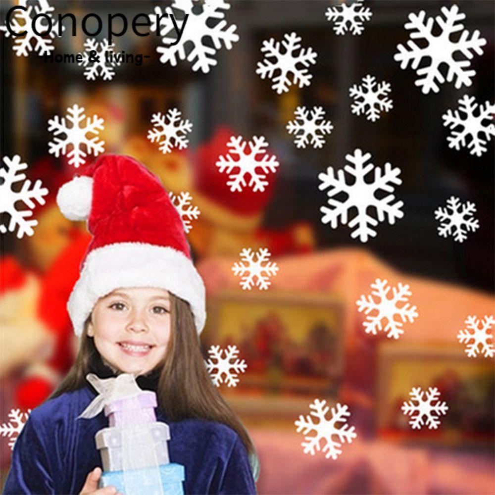 CONOPERY Bộ 27 Miếng Dán Hình Bông Tuyết Trắng Trang Trí Giáng Sinh