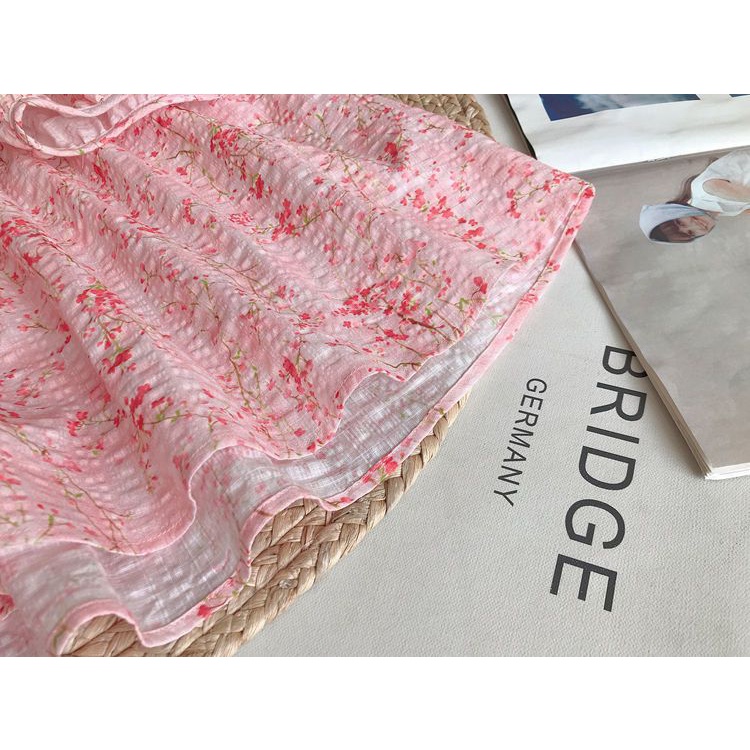 Áo Sơ Mi Vải Lanh cotton Tay Phồng Cổ Búp Bê Họa Tiết Hoa Ngọt Ngào Thời Trang Hàn Quốc