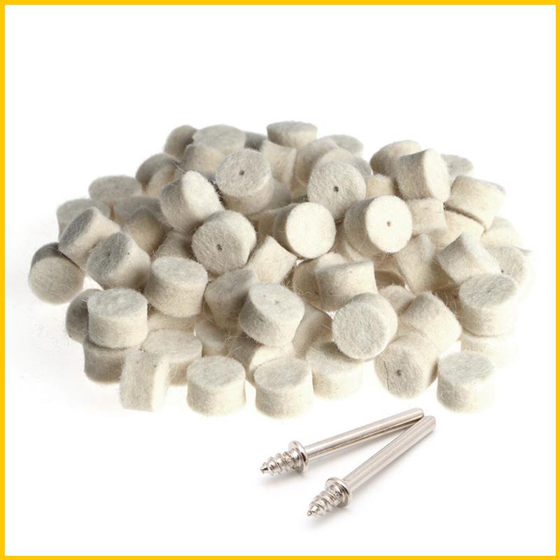 Bộ 100 Đệm Nỉ Đánh Bóng 13mm + 2 Trục Cho Máy Mài