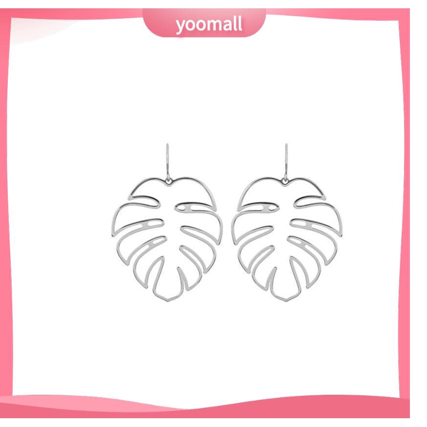 [YM] Bông Tai Hình Học Rỗng Họa Tiết Lá Bóng Phong Cách bohemian Cá Tính Thời Trang Âu Mỹ Dễ Phối Đồ