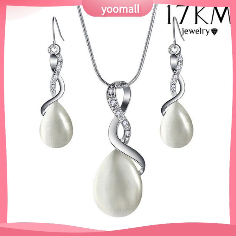 Bộ Vòng cổ + Bông Tai Hình Giọt Nước Thời Trang