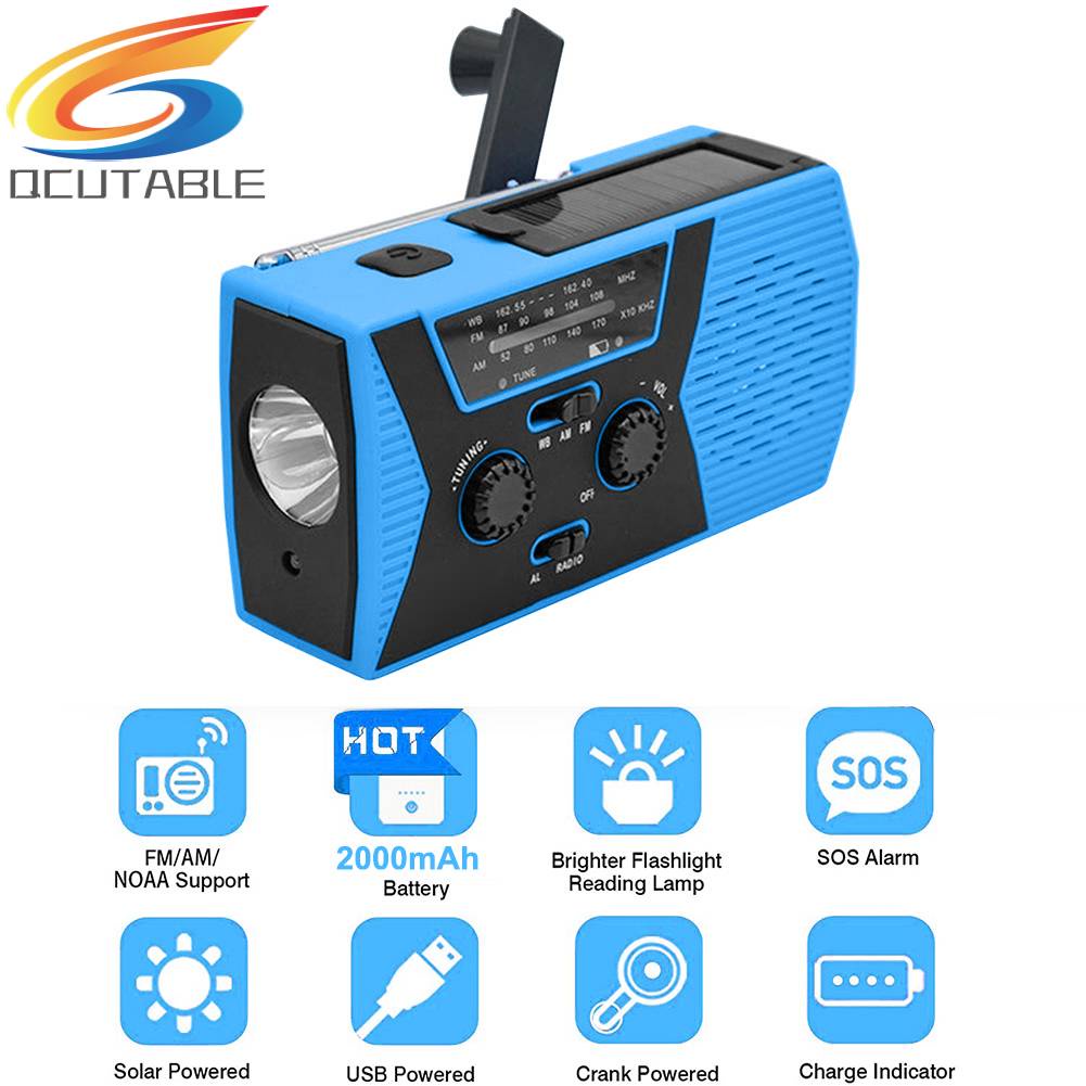 Radio Năng Lượng Mặt Trời 2000mAh AM FM NOAA Cho Điện Thoại