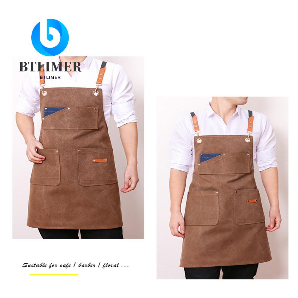 BTLIMER Tạp Dề Denim Dày Dặn Chống Bẩn Chống Bẩn Hình Giọt Nước