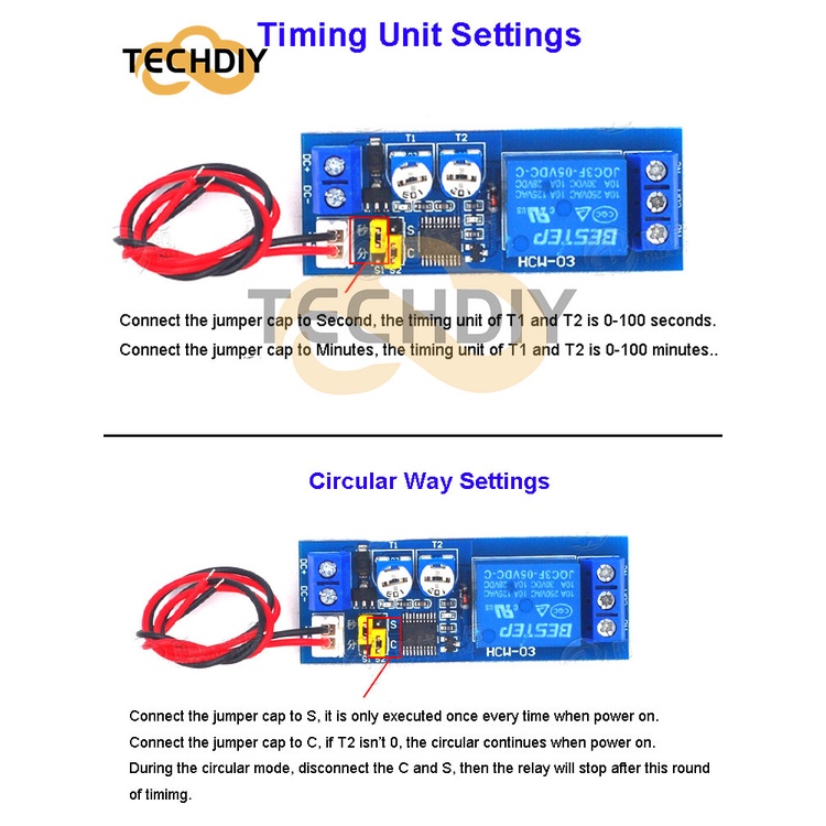 Rơ Le Thời Gian DC 5V 12V 24V 0-100 Phút