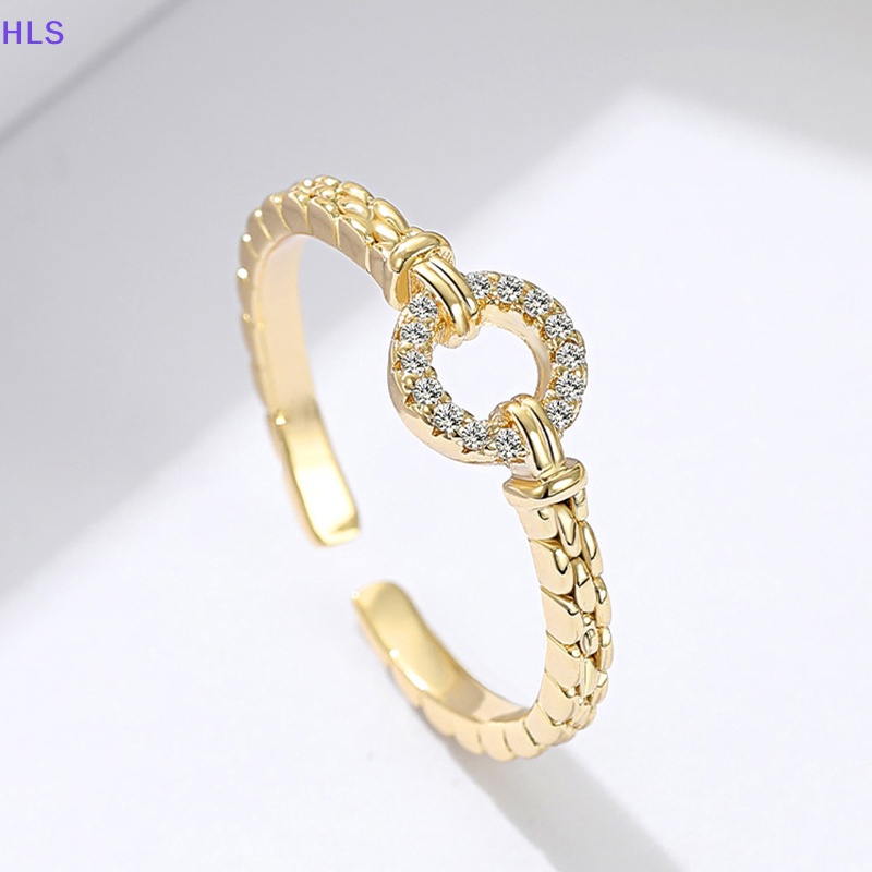Nhẫn Tròn Hở Bằng Hợp Kim Zircon Lấp Lánh Thời Trang Cho Nữ