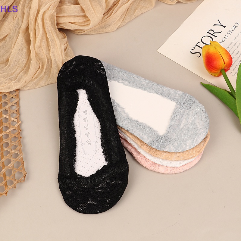 1 Đôi Tất Ren Hoa Cổ Thấp Bằng Silicone Chống Trượt